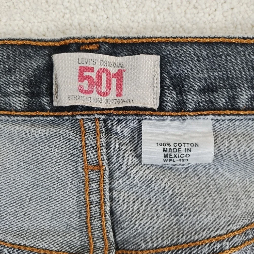 VTG Levi's 501 Jeans Men's 39x30 Black Button Fly Faded Distressed Grunge 90's